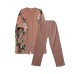 Pleated Suit Summer New Printed Skirt Jacket + Casual Straight Pants Temperament Two-Piece Set