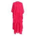 Temperament Elegant Chiffon Skirt Summer New Fashion Stand Collar Cape Sleeve Elegant Layered Dress For Women