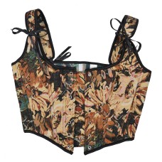 French Monet Oil Painting Wind-Dyed Ink And Wash Front Straps Body Sculpting Fish Bone Waist Half Chest Suspender Top