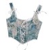 French Bandage Half-Pack Bodice Yarn-Dyed Ink Wash Chrysanthemum Embroidery Oil Painting Style Folded Vest Women's Top