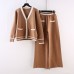 Knitted Wide Leg Pants Suit Women's Autumn New Fashion Ladies Temperament Goddess Fan Two Piece Suit