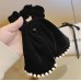 Korean Velvet Head Rope Black Light Luxury Temperament Pearl Hair Ring Large Intestine Ring Rubber Band