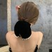 Korean Velvet Head Rope Black Light Luxury Temperament Pearl Hair Ring Large Intestine Ring Rubber Band