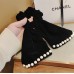 Korean Velvet Head Rope Black Light Luxury Temperament Pearl Hair Ring Large Intestine Ring Rubber Band