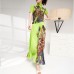 Miyake Pleated Fashion Women's Print Slim Short Sleeve T-Shirt Loose Skirt