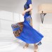 Miyake Pleated Fashion Women's Print Slim Short Sleeve T-Shirt Loose Skirt