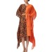 Pleated Print Colorblock Dress New Spring and Autumn Fashion Loose V-Neck Tie Tassel Irregular