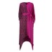 Pleated Print Colorblock Dress New Spring and Autumn Fashion Loose V-Neck Tie Tassel Irregular