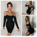 Bandage Dress Long Sleeve Black Bandage Dress Women Mini Crystal Sexy Off Shoulder Bodycon Club Party Dresses