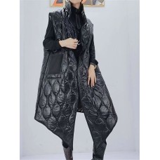 Street Trendy Personality Two-Sided Wear Contrasting Color Sleeveless Cotton Vest Women's Winter New Loose Mid-Length Coat