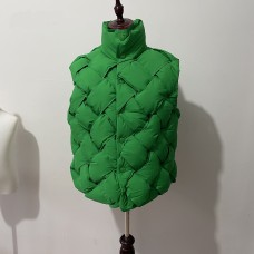 New Fashion Woven Pattern Warm Down Jacket Green Vest Loose Sleeveless Vest