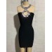Patchwork Diamonds Dress For Women Halter Collar Sleeveless High Waist Solid Sexy Mini Dresses Summer Patchwork Diamonds Dress For Women Halter Collar Sleeveless High Waist Solid Sexy Mini Dresses Summer