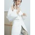 Cut Out White Blazer For Women Notched Collar Puff Long Sleeve Blazers Female Fashion New Clothing Spring