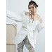 Cut Out White Blazer For Women Notched Collar Puff Long Sleeve Blazers Female Fashion New Clothing Spring