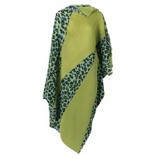 High-End Pleated Niche French Dress Summer New Western Style Leopard Print Temperament Bat Sleeve Irregular Loose for Women