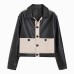 Contrast Color Short Motorcycle Leather Jacket Autumn Women's New Korean Style Design Trend Of Niche Tops