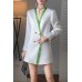 V-Neck Double-Breasted Simple Suit Skirt Mid Length Suit Jacket