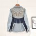 Spring Tassel Embroidered Denim Jacket Women's Loose Bf All-Match Spring And Autumn Net Red Denim Clothing Trend