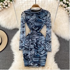 Spring Fashion Striped Print Bodycon Mini Dress Women Fashion Streetwear Casual O-neck Long Sleeve Slim Mesh Club Dresses Spring Fashion Striped Print Bodycon Mini Dress Women Fashion Streetwear Casual O-neck Long Sleeve Slim Mesh Club Dresses