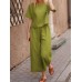 Women's New Linen Casual Loose Solid Color Suit Two-Piece Skirt Suit