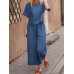 Women's New Linen Casual Loose Solid Color Suit Two-Piece Skirt Suit