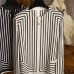 Simple Geometric Stripe Print Silk Crew Neck Long Sleeve Top