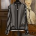Simple Geometric Stripe Print Silk Crew Neck Long Sleeve Top