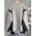 Patchwork Colorblock Knitting Open Stitch Female V Neck Long Sleeve Loose Sweaters For Woman Autumn Fashion Clothes