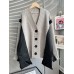 Patchwork Colorblock Knitting Open Stitch Female V Neck Long Sleeve Loose Sweaters For Woman Autumn Fashion Clothes