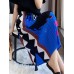 Women Pleated Skirt Printing Elastic Waist Split Elegant One Step Midi Skirts Casual Style Summer Fashion 