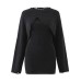 Slim Two Piece Set Womens Round Neck Long Sleeve Top Square Collar Sleeveless Sling Mini Dress Knitting Sets