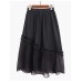 Sweet Skirt In Spring And Summer New Style Fungus Lace Crepe Splicing Loose And Versatile Thin Mid Length Skirt