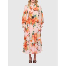 French Holiday Style Printed Long Dress Autumn New Stand Collar Lantern Sleeve Long Sleeve Waist Ruffle Dress