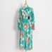 French Holiday Style Printed Long Dress Autumn New Stand Collar Lantern Sleeve Long Sleeve Waist Ruffle Dress