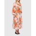 French Holiday Style Printed Long Dress Autumn New Stand Collar Lantern Sleeve Long Sleeve Waist Ruffle Dress