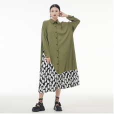 Fashionable Hem Splicing Love Lining Dress For Women Autumn Loose Design Small Long Dress Fashionable Hem Splicing Love Lining Dress For Women Autumn Loose Design Small Long Dress