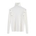 Pullover High Neck Knitwear Women's Spring And Autumn New Slim Button Decoration Long Sleeve Thin Sweater Bottoming Trend