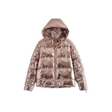 Spring New French Retro Gold Stamping Drawstring Cotton Shirt Loose Hooded Down Coat Long Sleeve Coat Spring New French Retro Gold Stamping Drawstring Cotton Shirt Loose Hooded Down Coat Long Sleeve Coat