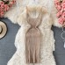 Knit Cut Out Dress Jurk Dames Beach Dresses for Women Female Crochet Dresses Strap Sleeveless Dress