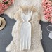Knit Cut Out Dress Jurk Dames Beach Dresses for Women Female Crochet Dresses Strap Sleeveless Dress