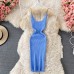 Knit Cut Out Dress Jurk Dames Beach Dresses for Women Female Crochet Dresses Strap Sleeveless Dress