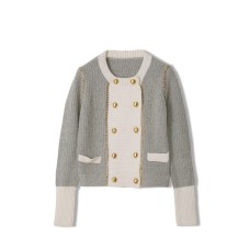 Knitting Pullovers Sweater Patchwork Metal Chain Loose Fit Round Neck Long Sleeve Women New Fashion Autumn Knitting Pullovers Sweater Patchwork Metal Chain Loose Fit Round Neck Long Sleeve Women New Fashion Autumn