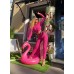Autumn And Winter Rose Red Leggings Two-Piece Fashion Design Commuter Bandage Casual Suit Women's Clothing