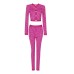 Autumn And Winter Rose Red Leggings Two-Piece Fashion Design Commuter Bandage Casual Suit Women's Clothing