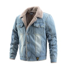 Men's Denim Jacket Autumn Winter Jacket Plush Casual Men's Fashion Trend