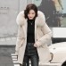 Winter Cotton Padded Clothes Women's Medium Length Loose Warm Keeping Style Overcomes Big Wool Collar Hooded Thick Cotton Padded Clothes