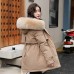 Winter Cotton Padded Clothes Women's Medium Length Loose Warm Keeping Style Overcomes Big Wool Collar Hooded Thick Cotton Padded Clothes