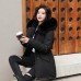 Winter Cotton Padded Clothes Women's Medium Length Loose Warm Keeping Style Overcomes Big Wool Collar Hooded Thick Cotton Padded Clothes