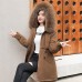 Winter Cotton Padded Clothes Women's Medium Length Loose Warm Keeping Style Overcomes Big Wool Collar Hooded Thick Cotton Padded Clothes