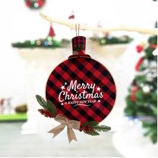 New Christmas Decoration Supplies Christmas Wreath Home Decoration Door Hanging Red And Black Plaid Bamboo Wreath
